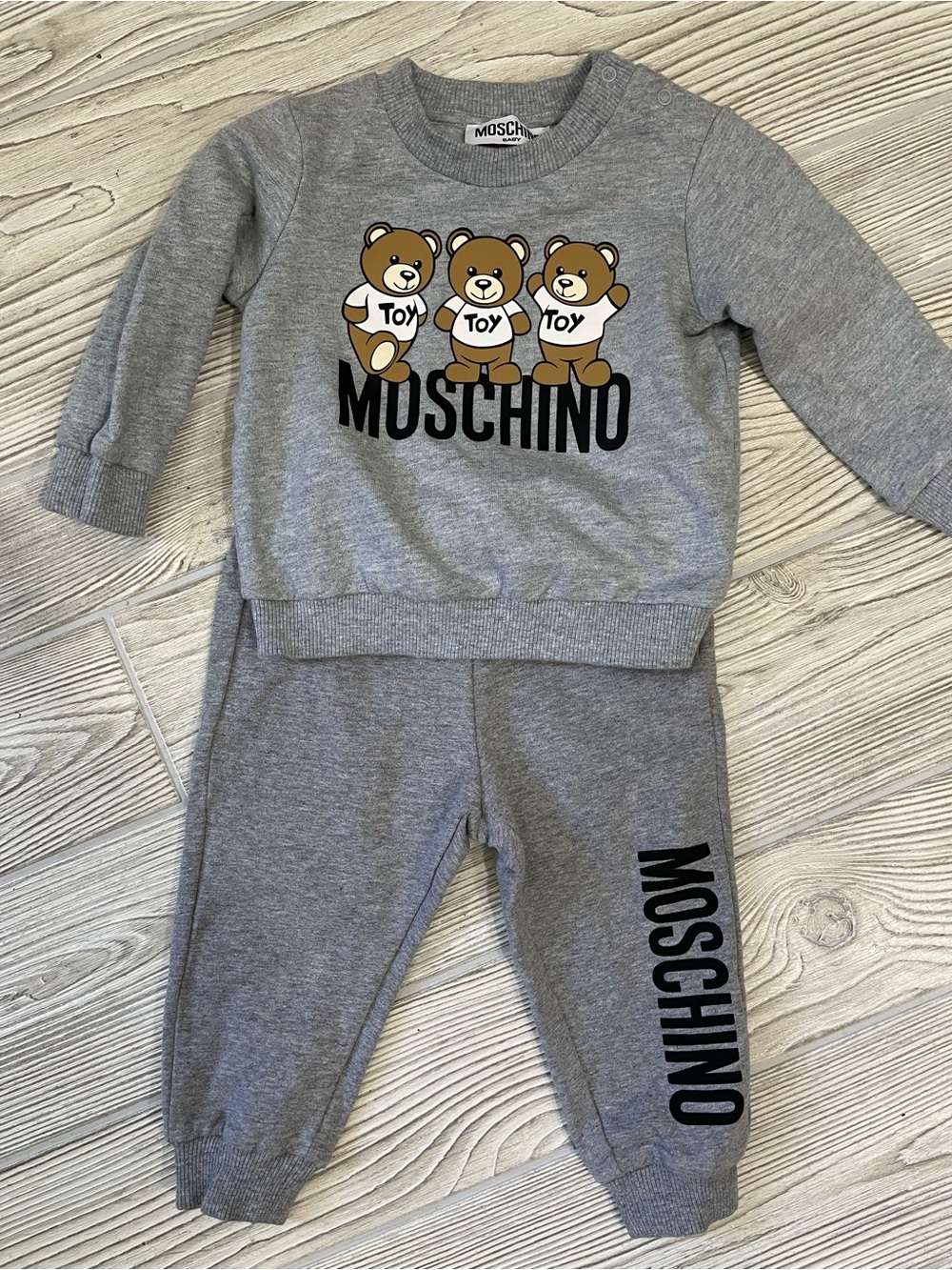 Moschino Baby Grey Teddy Logo Sweatshirt & Joggers Set